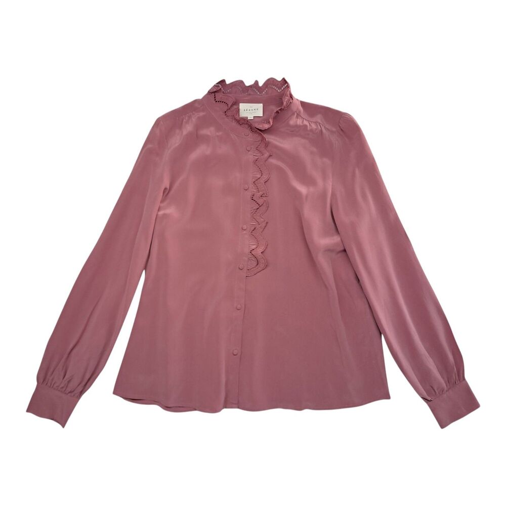 Sezane Pink Ruffle Blouse
